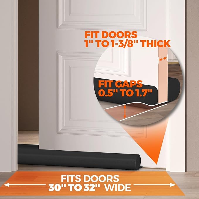 Holikme Door Draft Stopper Adjustable Door Sweeps, 32 Inch Black | Draft Stopper - Image 5