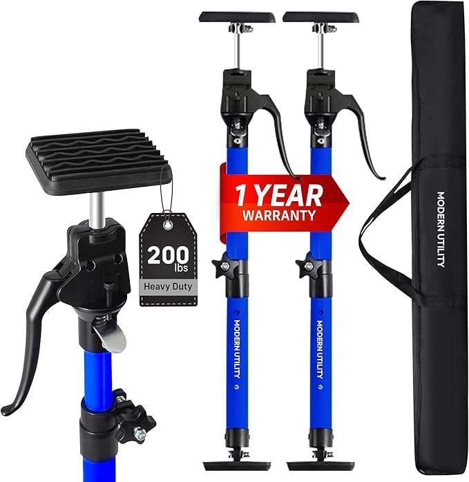 Adjustable Cabinet Jacks for Installing Cabinets (14.2-23.2 Inches 2 Pack) Heavy Duty 200 lb Metal Quick Support Rod & Third Hand Support System with Swivel Non-Slip Pads for Drywall and Ceilings.