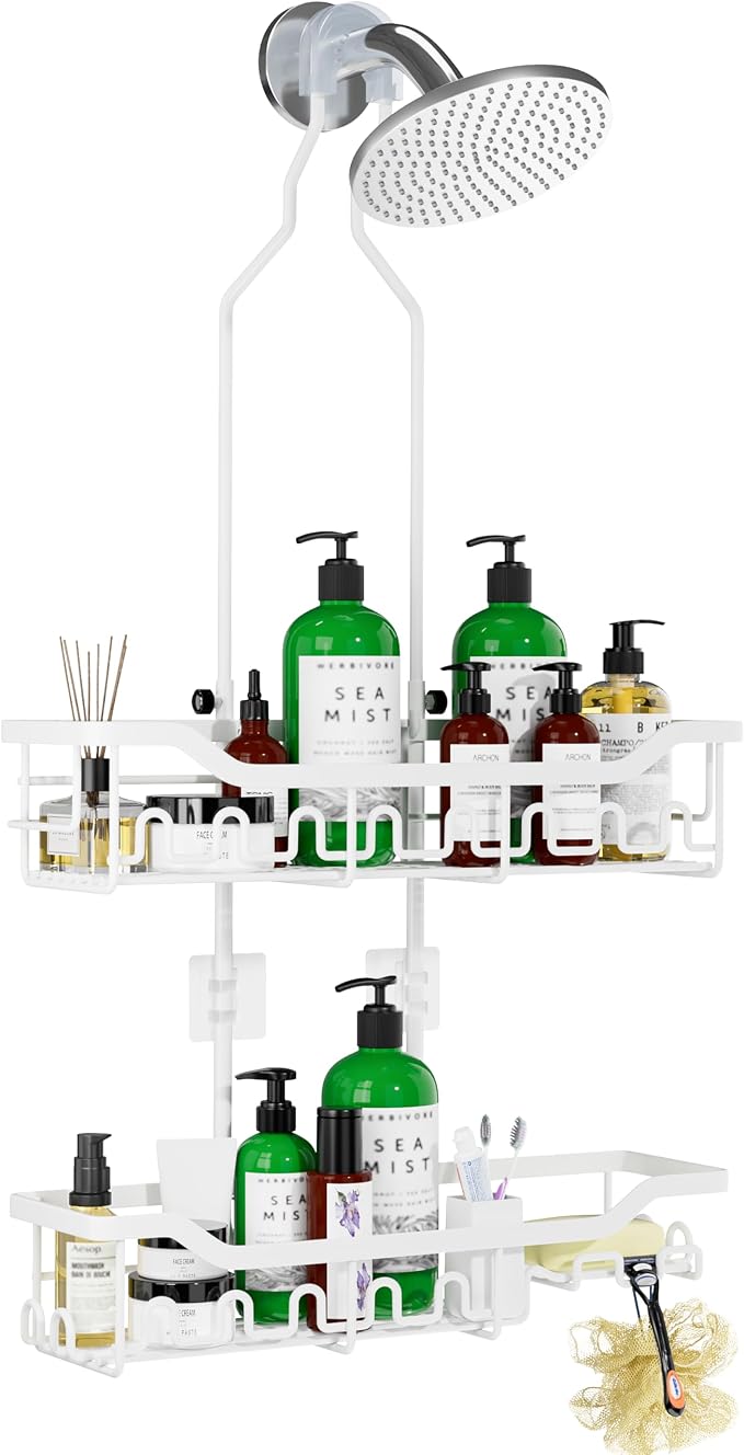 Shower Caddy Hanging Organizer, Extra Large Rack Over Showerhead by Joqixon