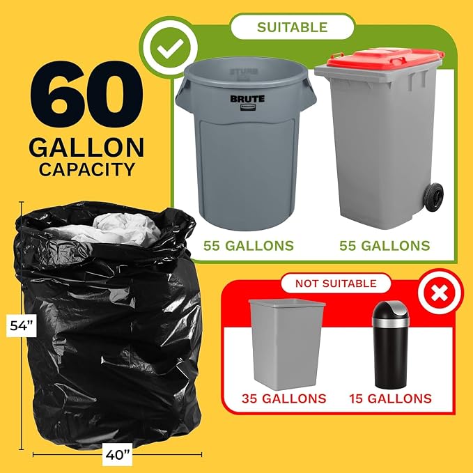ToughBag 55-60 Gallon Trash Bags – 40’ x 54’ Extra Large Garbage Bags Medium - Image 2