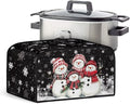 Snowman Family 6-8 Qt Slow Cooker Dust Cover for Holiday Slow Cooker Cover Holder with Pocket Dust Cover Kitchen Small Appliance Dust Covers Small Kitchen Appliance Covers