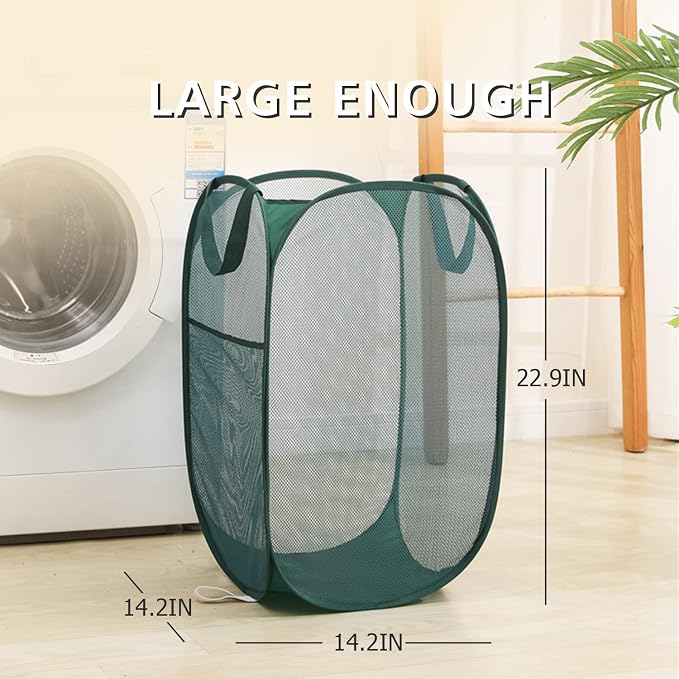Sturdy Mesh Laundry Hamper Basket Bag, collapsible Pop up - Image 4