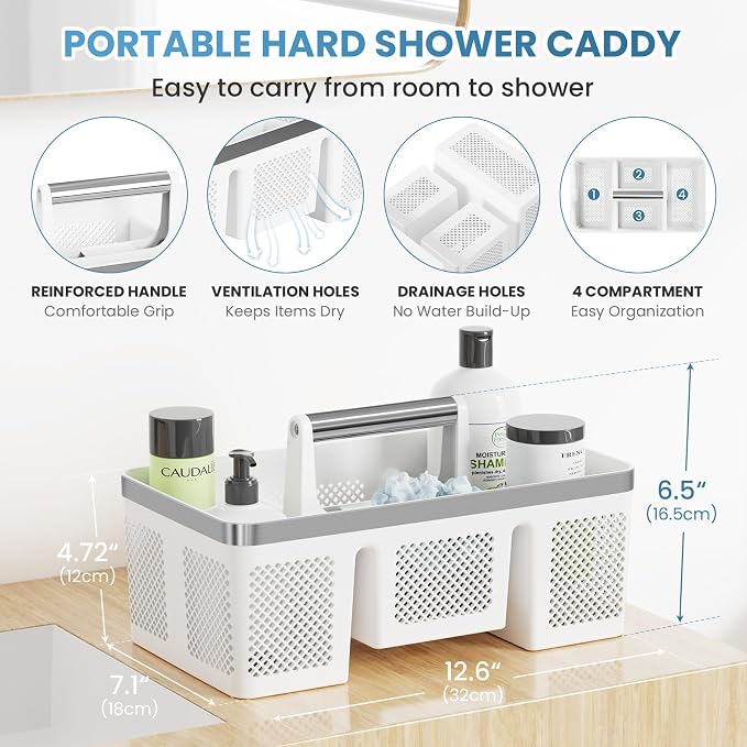 BYUNER 2Pack Plastic Shower Caddy: Portable Shower & Bathroom Caddy Tote - Image 8