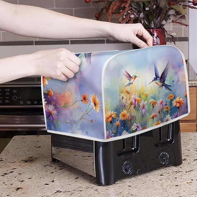 Hummingbird Daisy Print 2 Slice Toaster Cover for Home Waterproof Dustproof Fingerprint Protectors for Kitchen Small Appliance