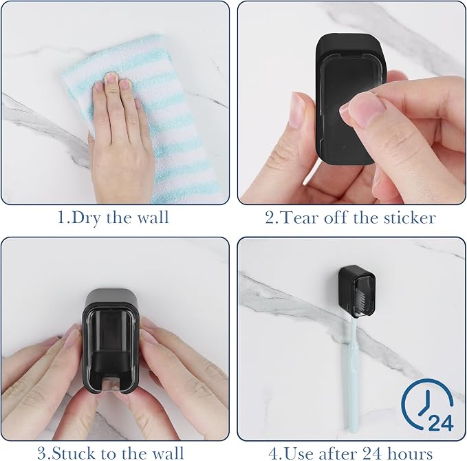 4 Pack Toothbrush Holders for Bathrooms Shower, Wall Mount Toothbrush Organizer - Image 4