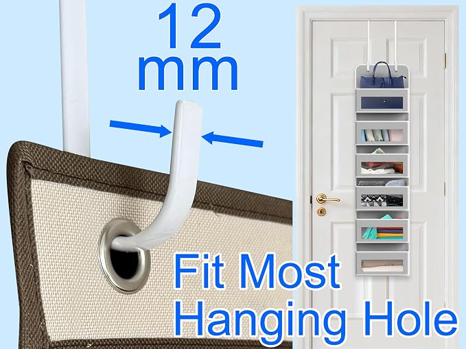 Single Long Over Door Steel Hooks 4 Pack Fit 1-3/8" Door 10" White | Plastic - Image 3