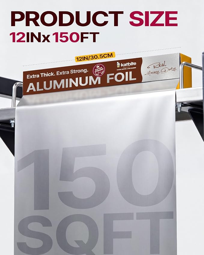 Katbite Heavy Duty Aluminum Foil Roll, 25 Micron, 12 in x 150 ft, 150 sqft | - Image 2