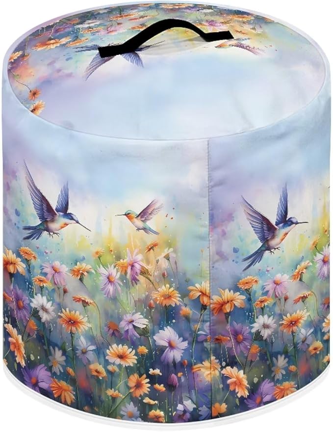 Xoenoiee Hummingbird Beautiful Floral Print Pressure Cooker Cover Kitchen Appliance Dust Cover with Pockets Compatible with Rice Cooker Air Fryer Slow Cooker, for 3 Qt Pot