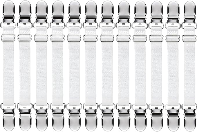Boao 12 Pcs Bedsheet Strap Elastic Clip, 4-8 Inch Length | Adjustable Corner by Boao