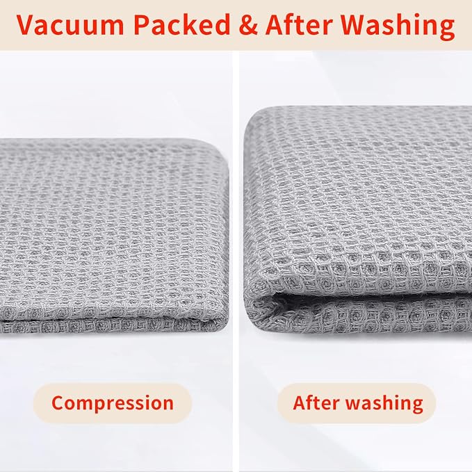 Homaxy 100% Cotton Oversized Waffle Weave Kitchen Towels 4-Pack, Light Gray | - Image 8