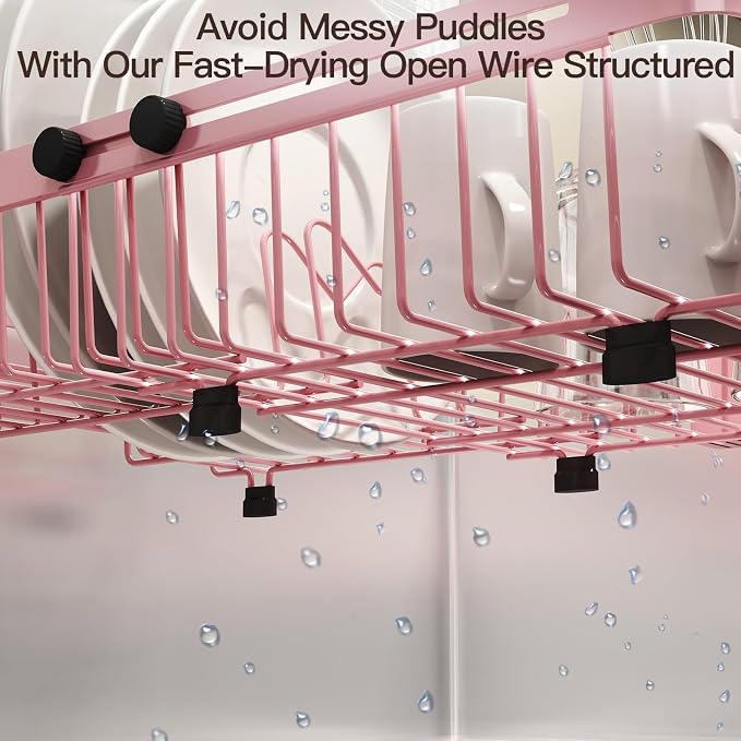 Pink Dish Drying Rack Over The Sink - Image 3