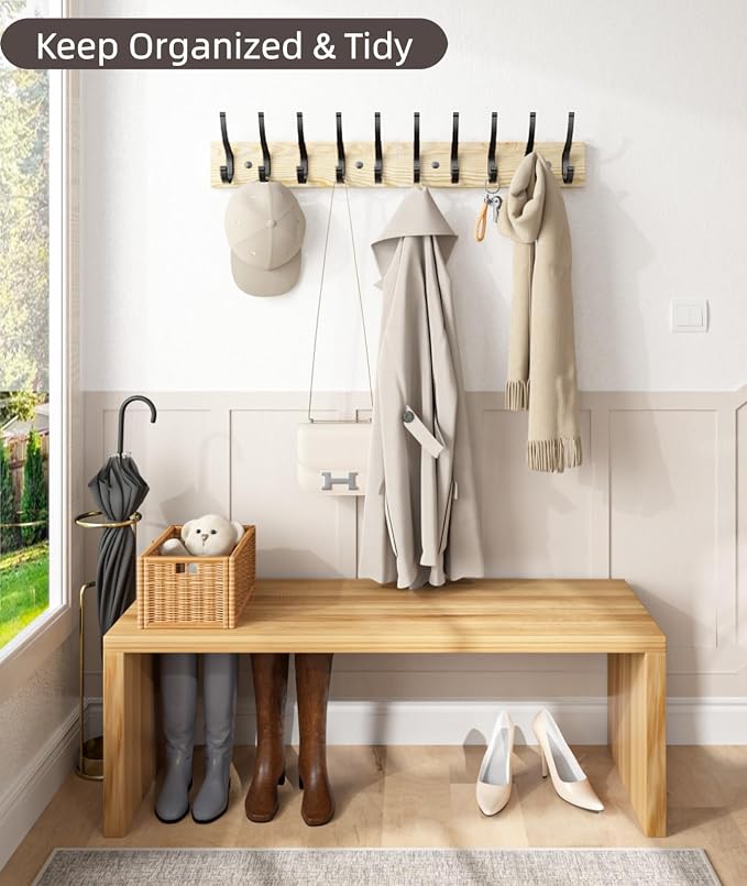Optish 2 Pack Wooden Coat Rack Wall Mount, 16.1" Rustic Coat Hanger Hooks - Image 5