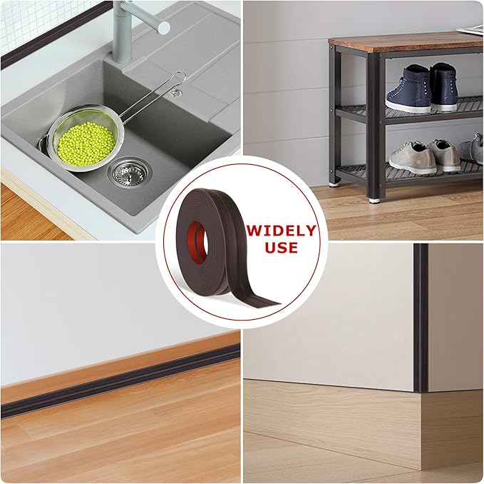 Flexible Wall Corner Protector Moulding Trim Peel and Stick Wall Corner Guards Edge Protector Self Adhesive Molding Trim Strip for Edge Ceiling (Dark Walnut Wood Grain, 1.6 in x 10 Ft)