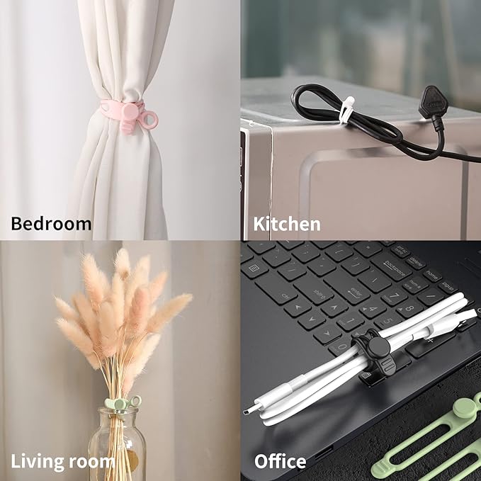 UMUST 20Pcs Silicone Cable Ties, Cable Management Cord Organizer Pink | - Image 5