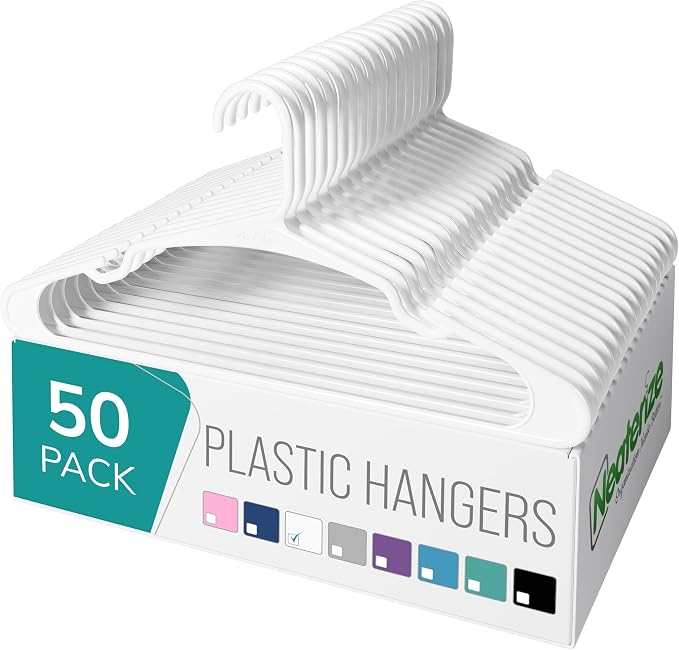 NEATERIZE Clothes Hangers Plastic 50 Pack by Neaterize