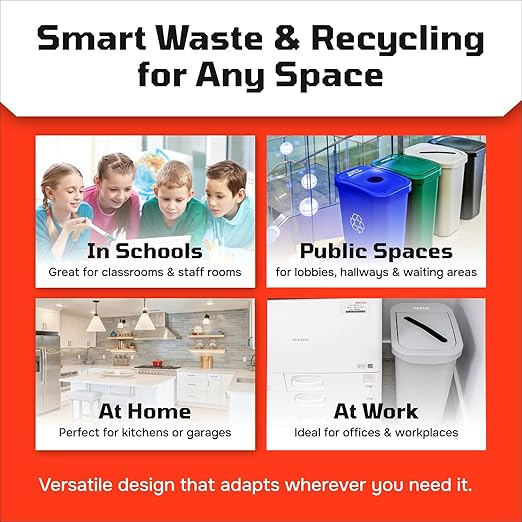 City Box 10 Gallon Paper Recycling Bin Container with Lid for Residential, Business, and Commercial Recycling - NYC Compliant - Grey
