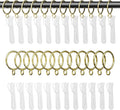1.25 Inch Curtain Rings with Hooks, 24 Pack Gold Metal Drapery Rings with Pins by GASRONS