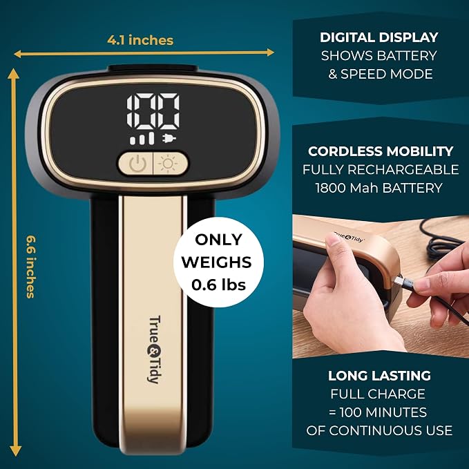 True & Tidy Dual Head Fabric Shaver & Couch Fuzz Remover, Type-C Chargeable - Image 2