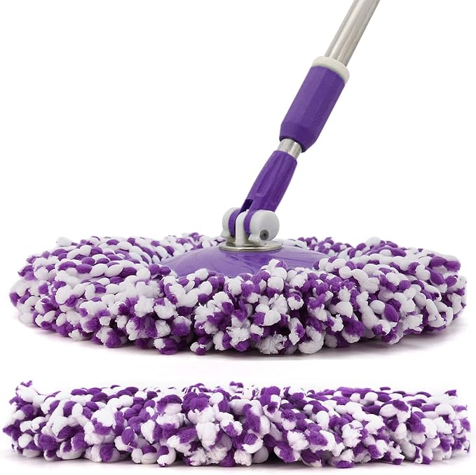 3 Pack Spin Mop Replacement Head, Round Shape Standard Size Microfiber Mop Head - Image 2
