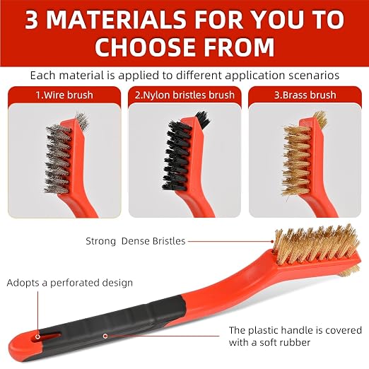3PCS Wire Brushes for Cleaning Rust, Brass & StainlessSteel Bristles - Image 2