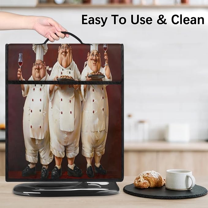 Kitchen Aid Mixer Cover Funny Chef Cook Stand Mixer Cover Compatible with 6-8 Quarts Stand Mixers, Dust Covers with Zipper Pocket Foldable Washable Kitchen Aid Organizer Bag
