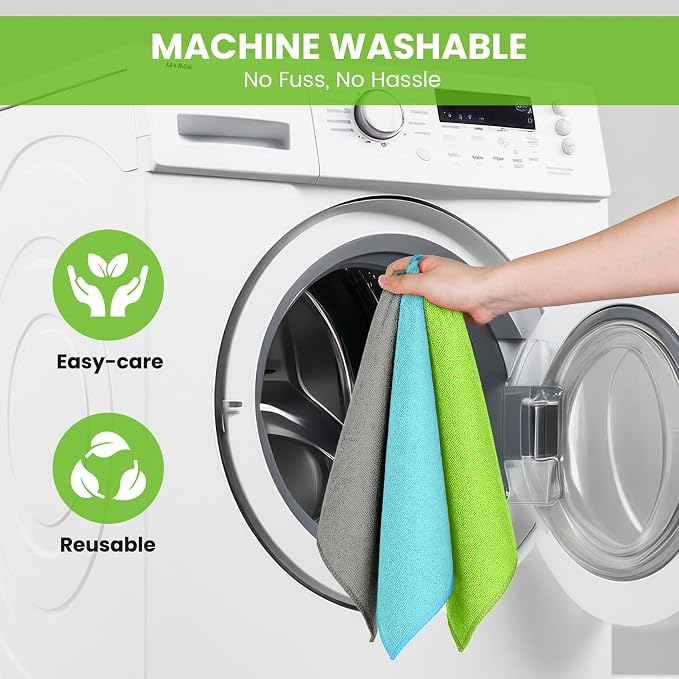 34 Pack Microfiber Cleaning Cloth, 3 Assorted Colors Cleaning Rags - Image 7