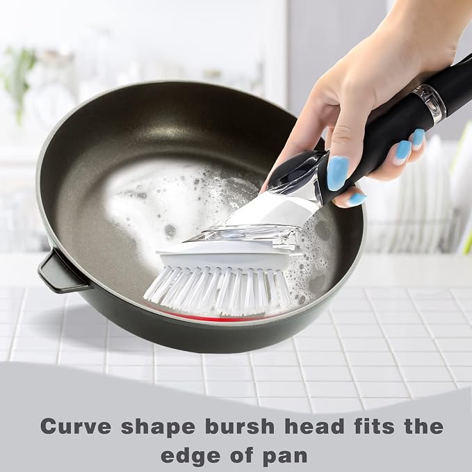 4 Pack Dish Brush Refills for OXO/RIMAY Soap Dispensing Dish Brush | Nylon - Image 3