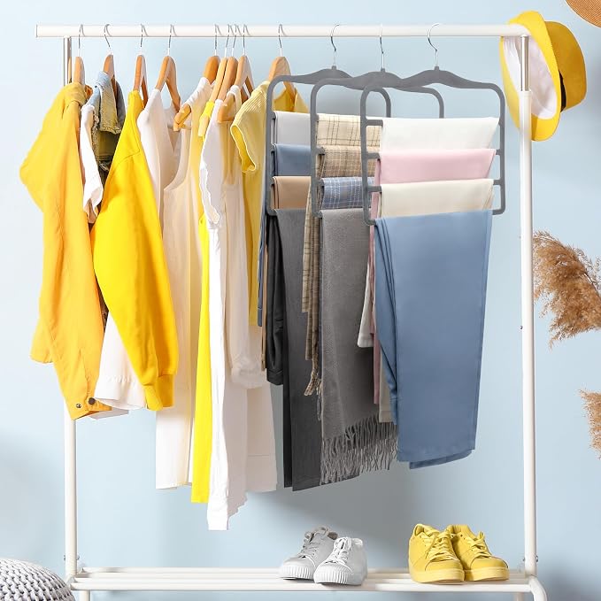 Closet Organizers and Storage, Pants Hangers Space Saving Velvet Hanger | - Image 4