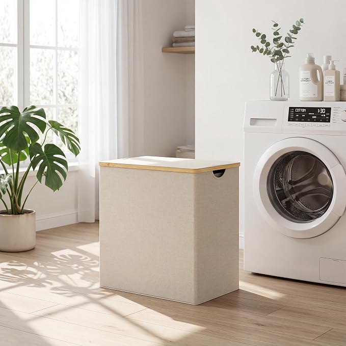 efluky Laundry Hamper with Lid, Double Laundry Basket with 2 Removable Bags - Image 8