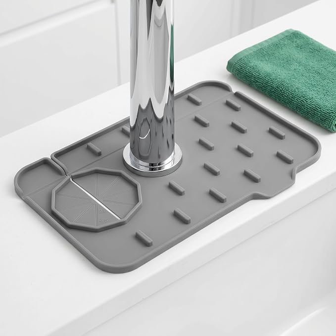 2PCS Silicone Faucet Splash Guard Mat, Sink Faucet Drip Catcher Tray - Image 8
