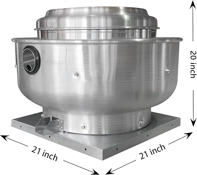 Restaurant Hood Grease Rated Exhaust Fan- Food Truck High Speed Direct Drive Centrifugal Upblast Exhaust Fan 0.5HP 110 Volt Single Phase Motor 1900-2600 CFM