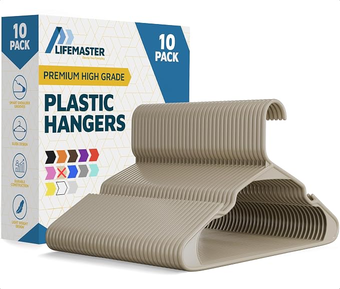 Lifemaster Plastic Clothes Hangers – Heavy Duty Hanger Set, by LIFEMASTER