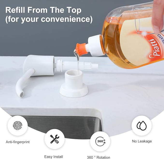 GAGALIFE Dish Soap Dispenser for Kitchen Sink, 17 oz Bottle, No-Leak ABS Pump - Image 4