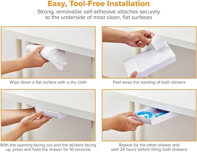 Bostitch Konnect Under Desk Drawer, Self-Adhesive Slide Out Storage Organizer - Image 3