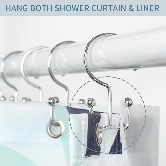 Shower Curtain Hooks, Durable Rust Proof Silver Shower Curtain Hooks, Shower - Image 3