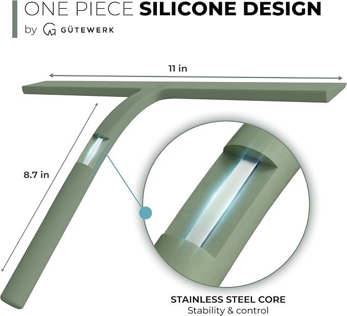 Silicone Shower Squeegee with 3-in-1 No-Drill Mount, Streak-Free & No-Squeak - Image 4
