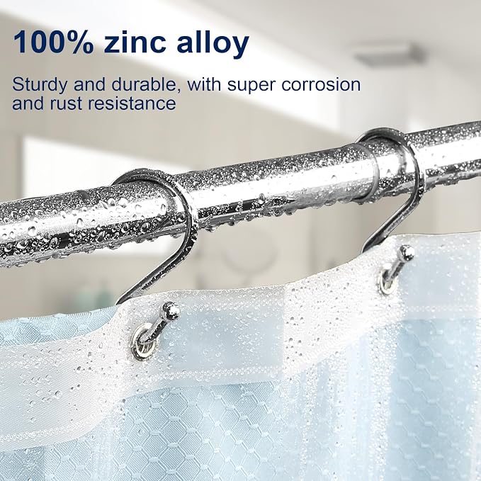 Gidse Metal Shower Curtain Hooks, Rust Proof Shower Curtain Hooks Rings - Image 2