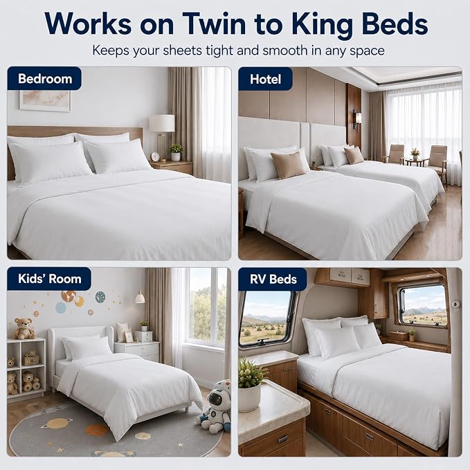Bed Sheet Holders for Corners, 4 Pack Fabric-Friendly Fitted Sheet Clips - Image 6