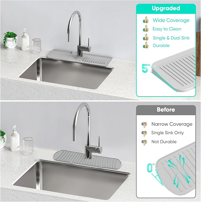 17.7'' Faucet Mat for Kitchen Sink Kitchen Sink Splash Guard Silicone Sink - Image 6
