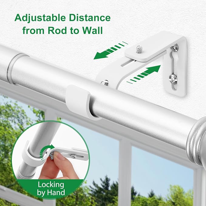 LLPJS Curtain Rod Bracket Adjustable, Drapery Rod Holder Hooks Support Hangers - Image 3