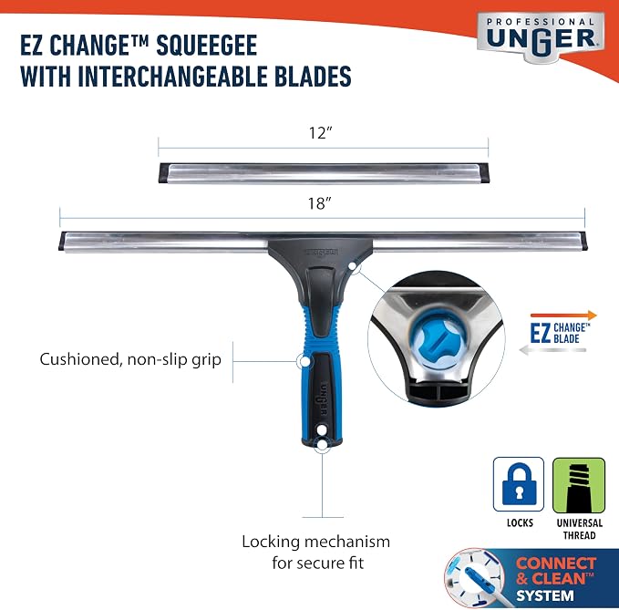 Unger Professional Connect and Clean 18” EZ Change Window and Glass Cleaning - Image 4