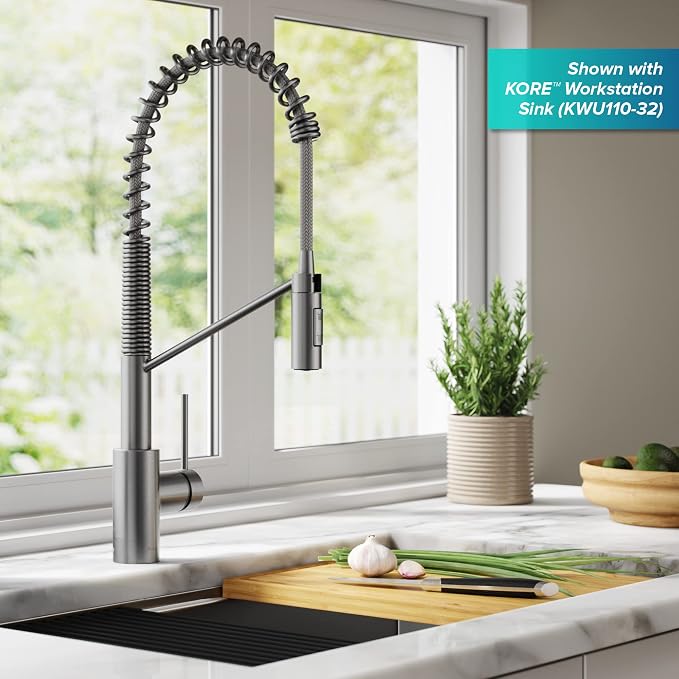 KRAUS Oletto Commercial Style Single Handle Pull Down Kitchen Faucet - Image 3