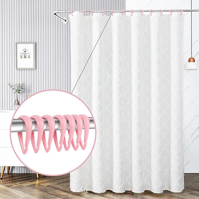 Top-spring Pink Shower Curtain Hooks 12Pcs Drop Shaped Hooks - Image 6