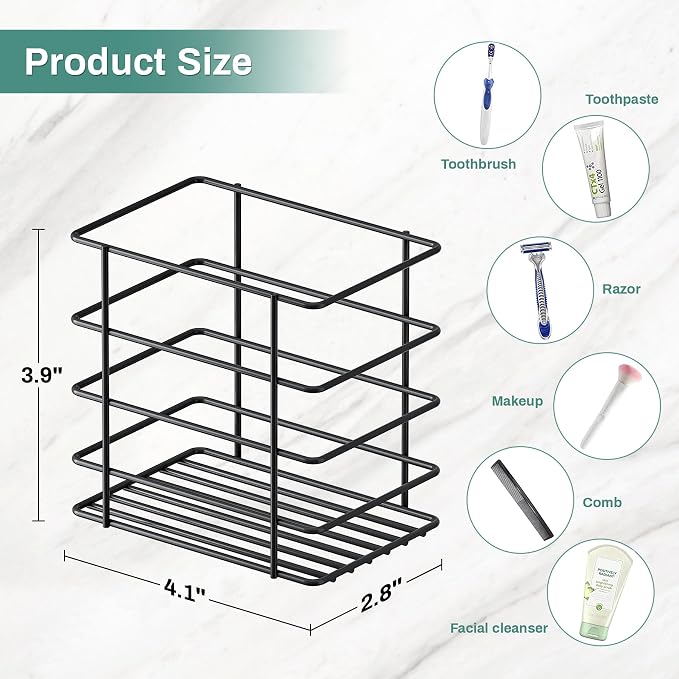 Open-Design Adhesive Shower Toothbrush Holder Wall Mounted - Image 3