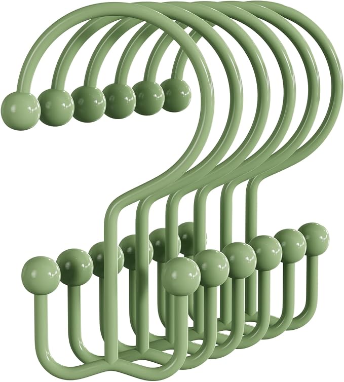 Bathway Shower Curtain Hooks Green Shower Curtain Rings, Metal Shower Hooks by Bathway