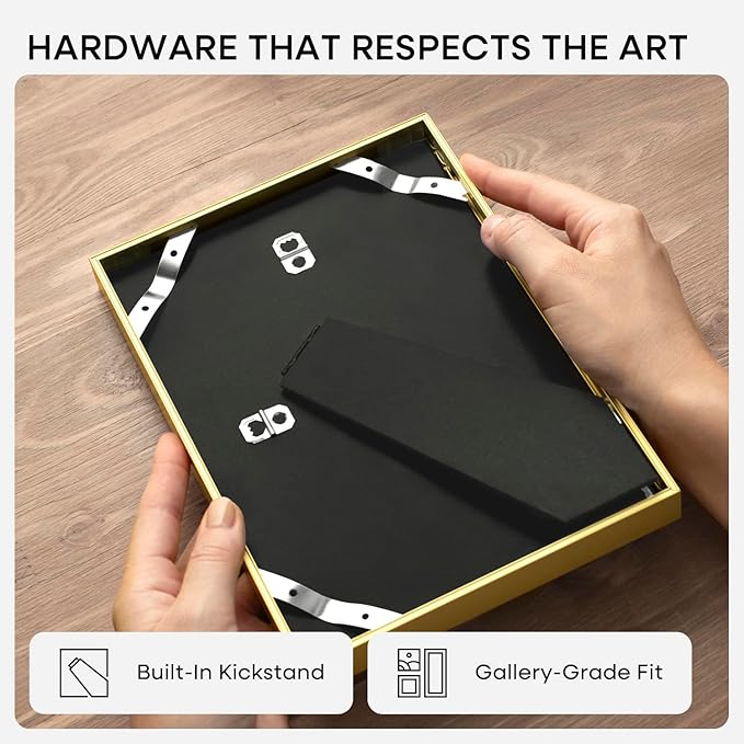 Homeforia 6x9 Picture Frame Gold, High End Metal 6 x 9 Frames with Mat 4 by 6 for Print, Photo Frame 6x9 Gold Matted to 4x6 inches Art, 6by9 Wall or Tabletop Frames, Tempered Glass, Wall Kit, Set of 3
