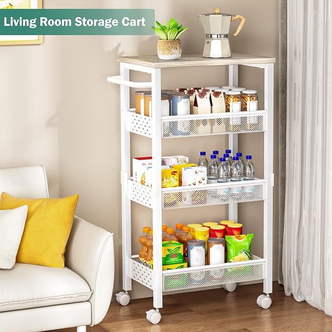 Vivihomety 4-Tier Laundry Utility Rolling Storage Cart - Image 6