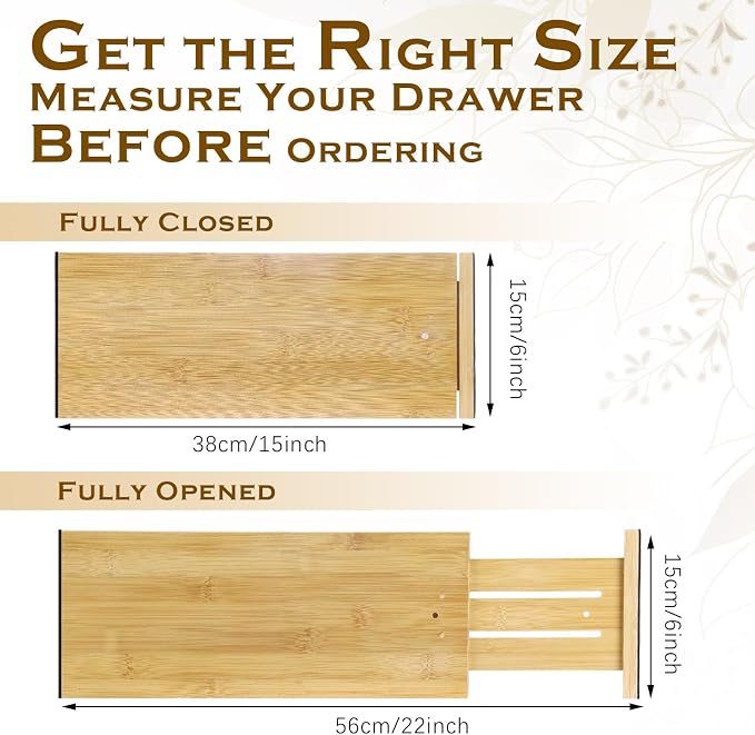 DoubleFill 8 Pcs Deep Bamboo Drawer Dividers, Deep Kitchen Dresser Drawer - Image 2