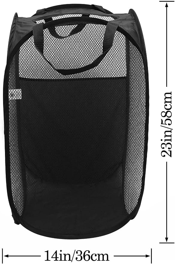 AQQA 9 Pcs Mesh Popup Laundry Hamper Set, Durable Handles, Sturdy Mesh - Image 2