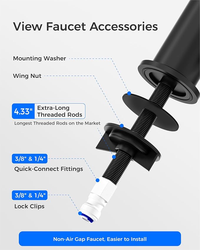 Waterdrop G2FCT-BLK Drinking Water Faucet, NSF/ANSI 372 Certified, 304 - Image 5